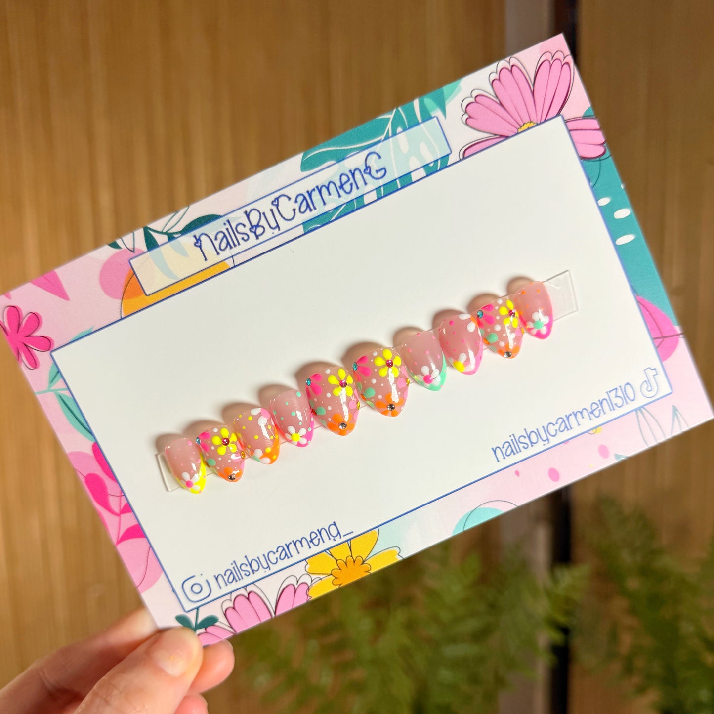 Spring French tips Acrylic Press On Nails