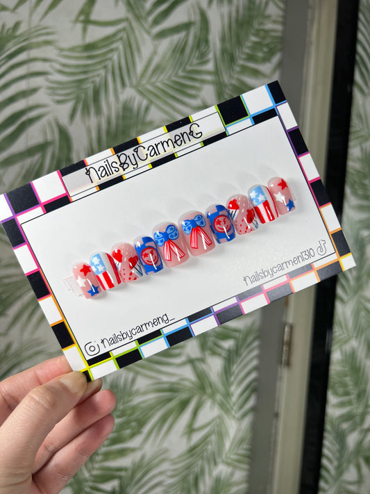 Patriotic flag Acrylic Press on nails