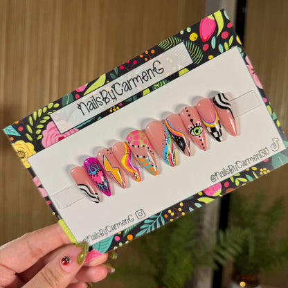 Retro mix match Acrylic Press on nails