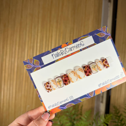 Brown and gold Acrylic Press on nails