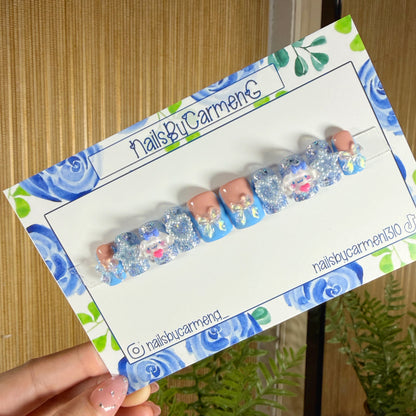 Blue charms Acrylic Press on nails
