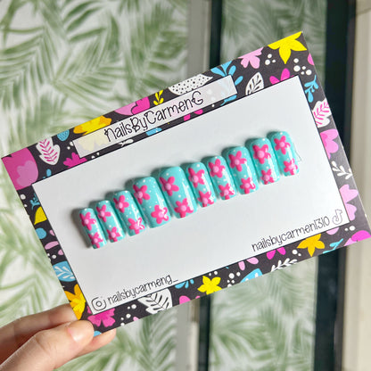 Summer Teals Acrylic Press on nails