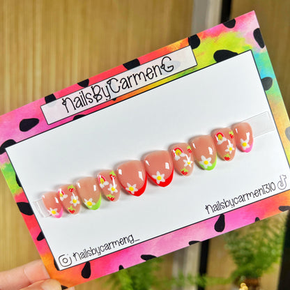 Strawberry French tip Acrylic Press on nail