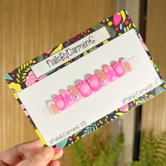 Pink star French tip Acrylic Press on nails