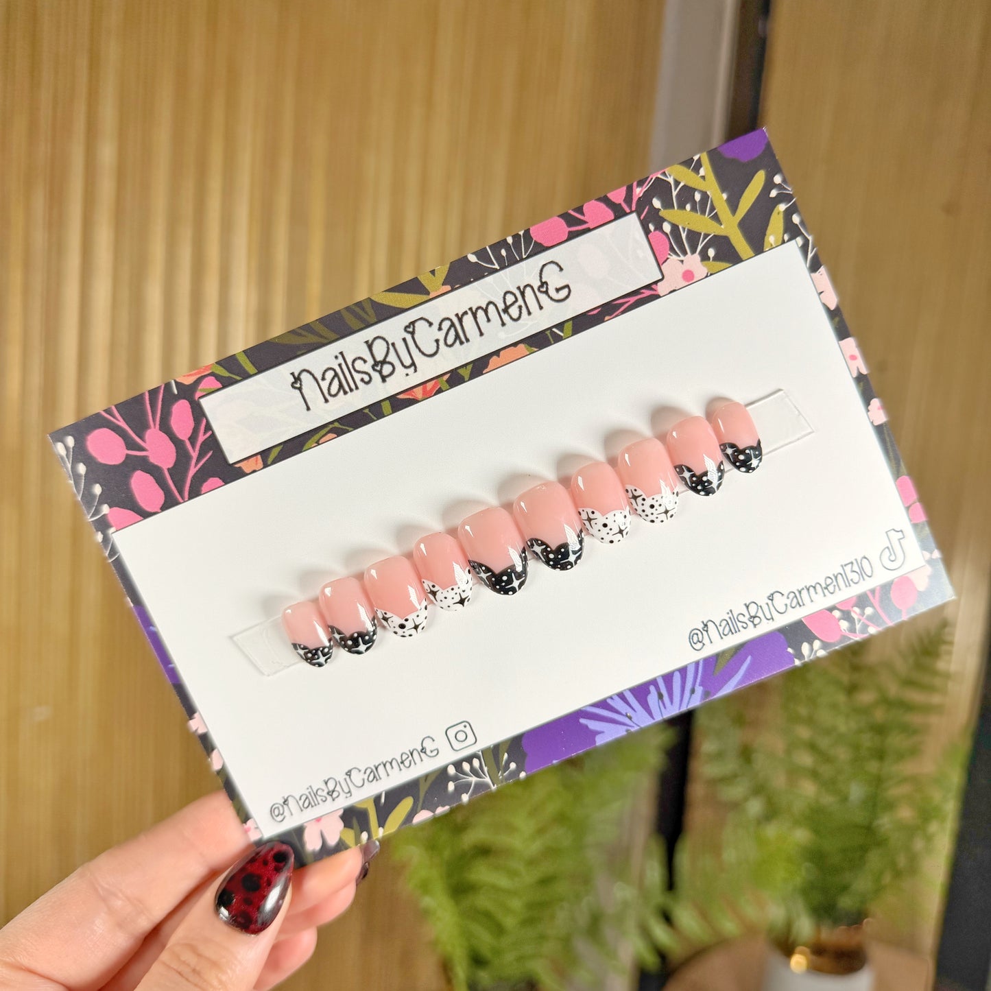 Black and white French tip Acrylic Press on nails
