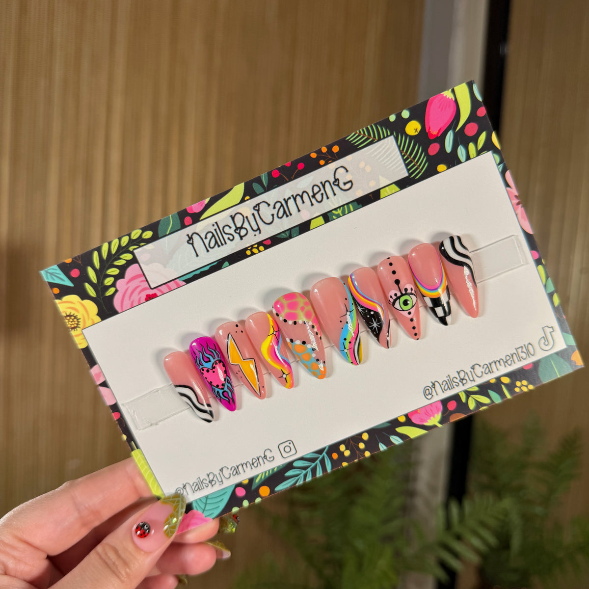 Retro mix match Acrylic Press on nails