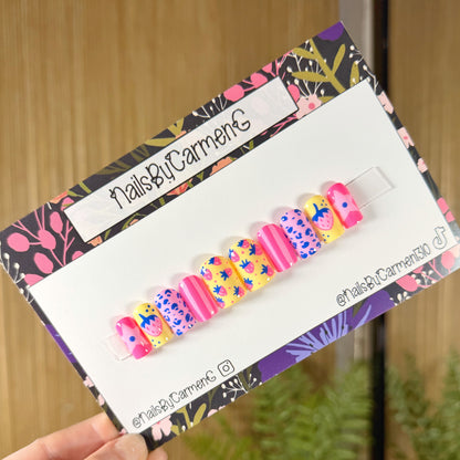 Strawberry summer cheetah print Acrylic Press on nails
