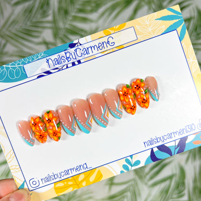 Hibiscus Tropical Acrylic Press on nails
