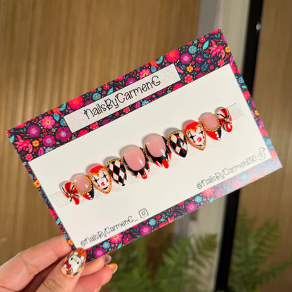 Harlequin clown Acrylic Press on nails