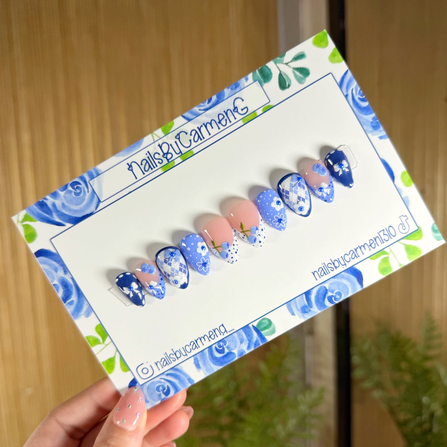 Blueberry French tip Acrylic Press on nails