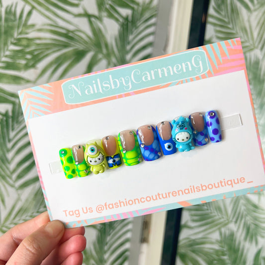 Kitty Monsters Inc. charms Acrylic Press on nails