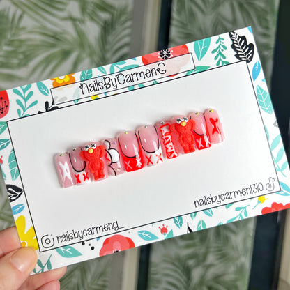 Red and White Kaws charms Acrylic Press on nails