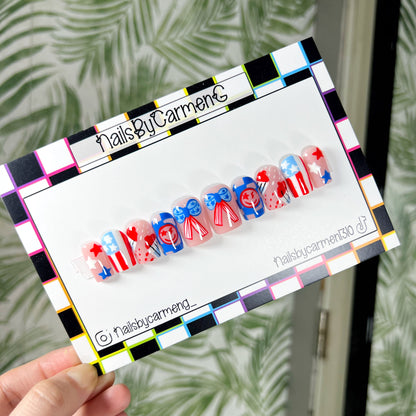 Patriotic flag Acrylic Press on nails