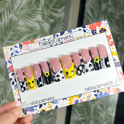 Y2k Mix and match French tip Acrylic Press on nails