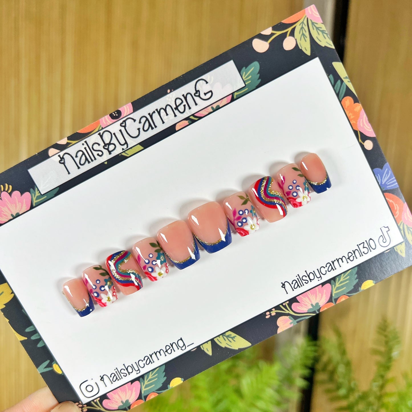Fall swirls florals Acrylic Press on nails