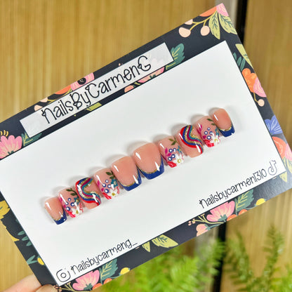 Fall swirls florals Acrylic Press on nails