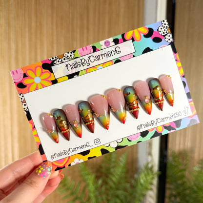 Rainbow aurora Acrylic Press on nails
