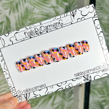 Rainbow stars Acrylic Press on nails