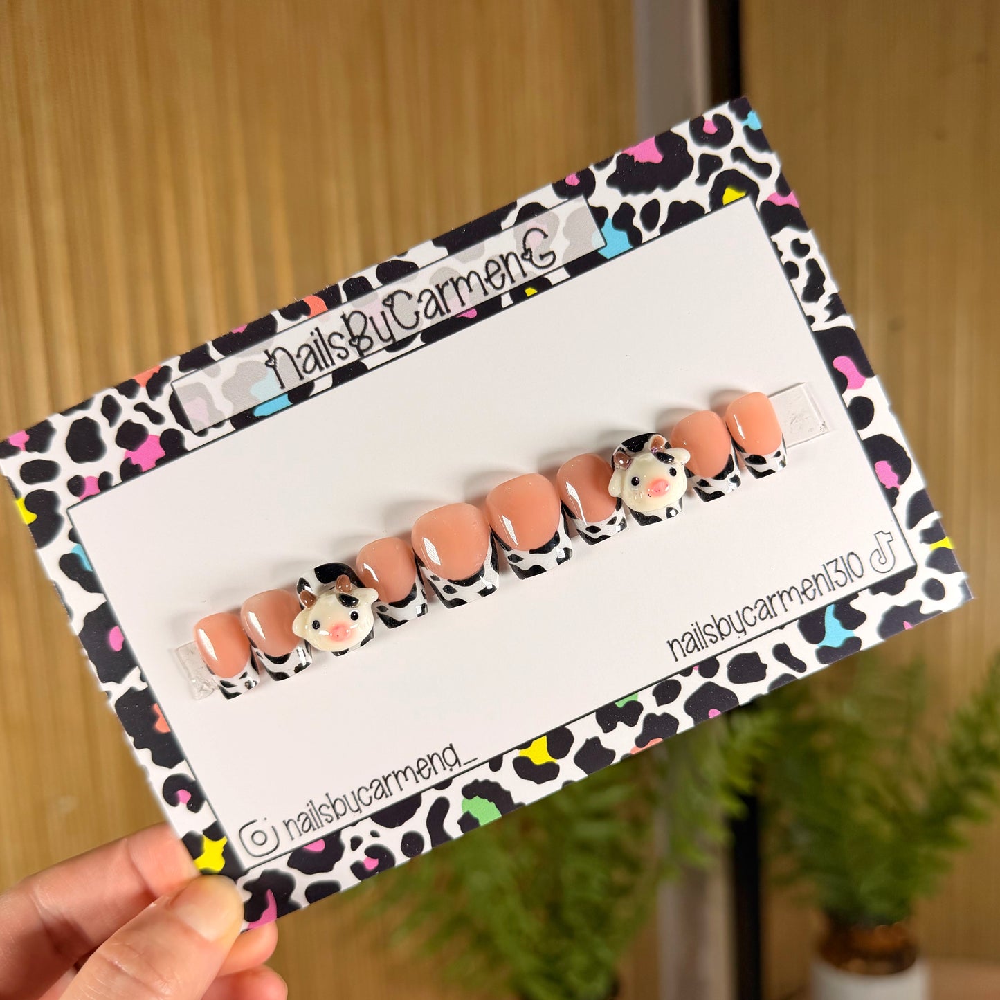 Cow print charms Acrylic Press on nail