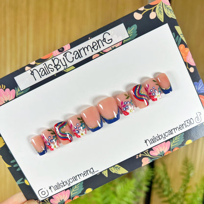 Fall swirls florals Acrylic Press on nails