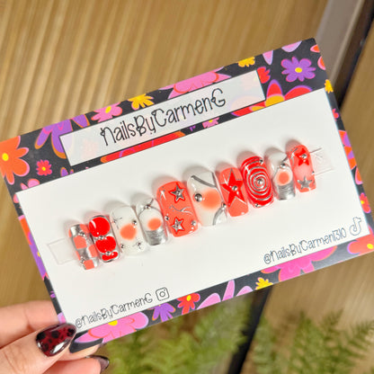 Orange Metallic Mix Match Acrylic Press on nails