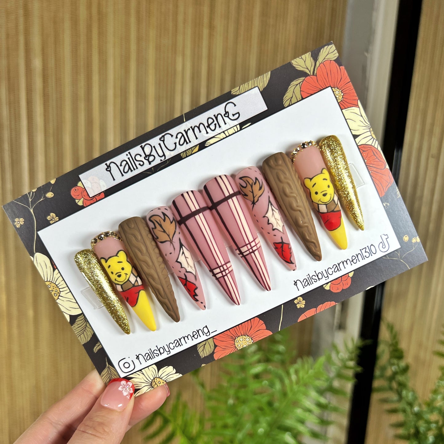 Fall Winnie The Pooh Acrylic Press on nails