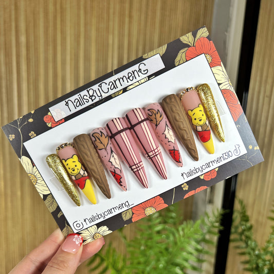 Fall Winnie The Pooh Acrylic Press on nails