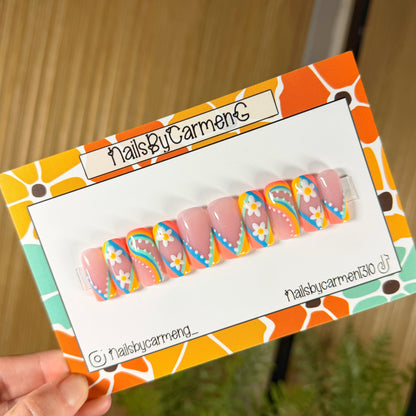 Colorblock French Tip Acrylic Press on nail