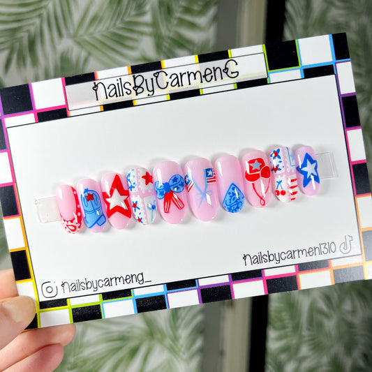 Patriotic Acrylic Press on nails