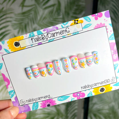 Colorful Spring Talavera Acrylic Press On Nails