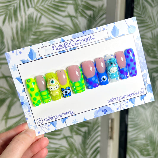 Kitty Monsters Inc. charms Acrylic Press on nails