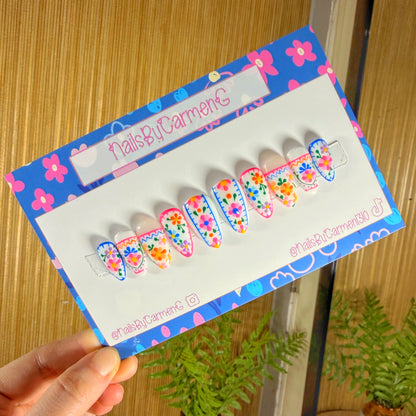 Colorful Spring Talavera Acrylic Press On Nails