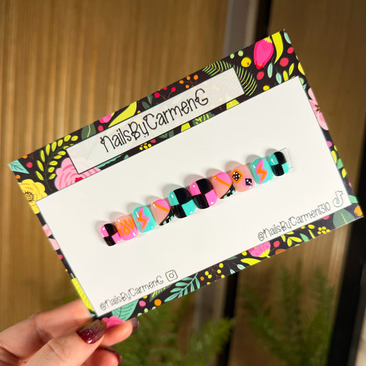 Cheetah flames Acrylic Press on nails