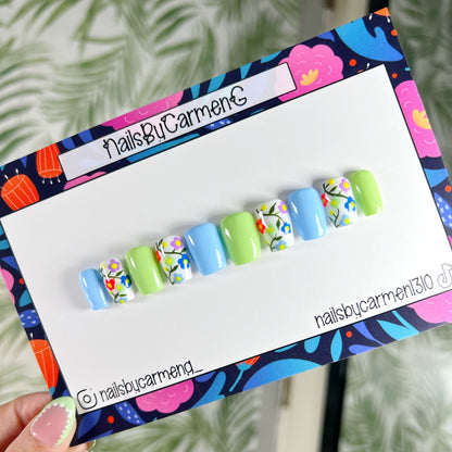 Mix and match florals Acrylic Press on nail
