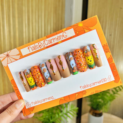 Pumpkin Winnie The Pooh Acrylic Press on nails
