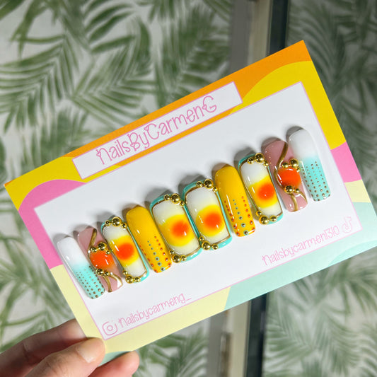 70’s metallic Acrylic Press on nails