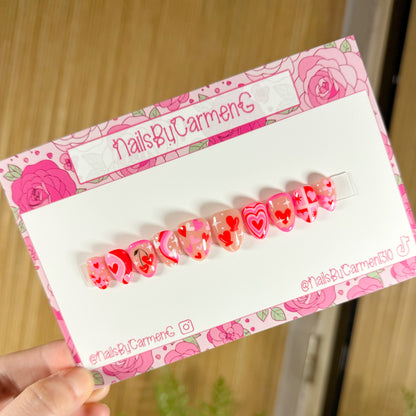 Heart cherrys Acrylic Press on nails