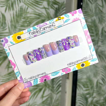 Purple charms Acrylic Press on nails