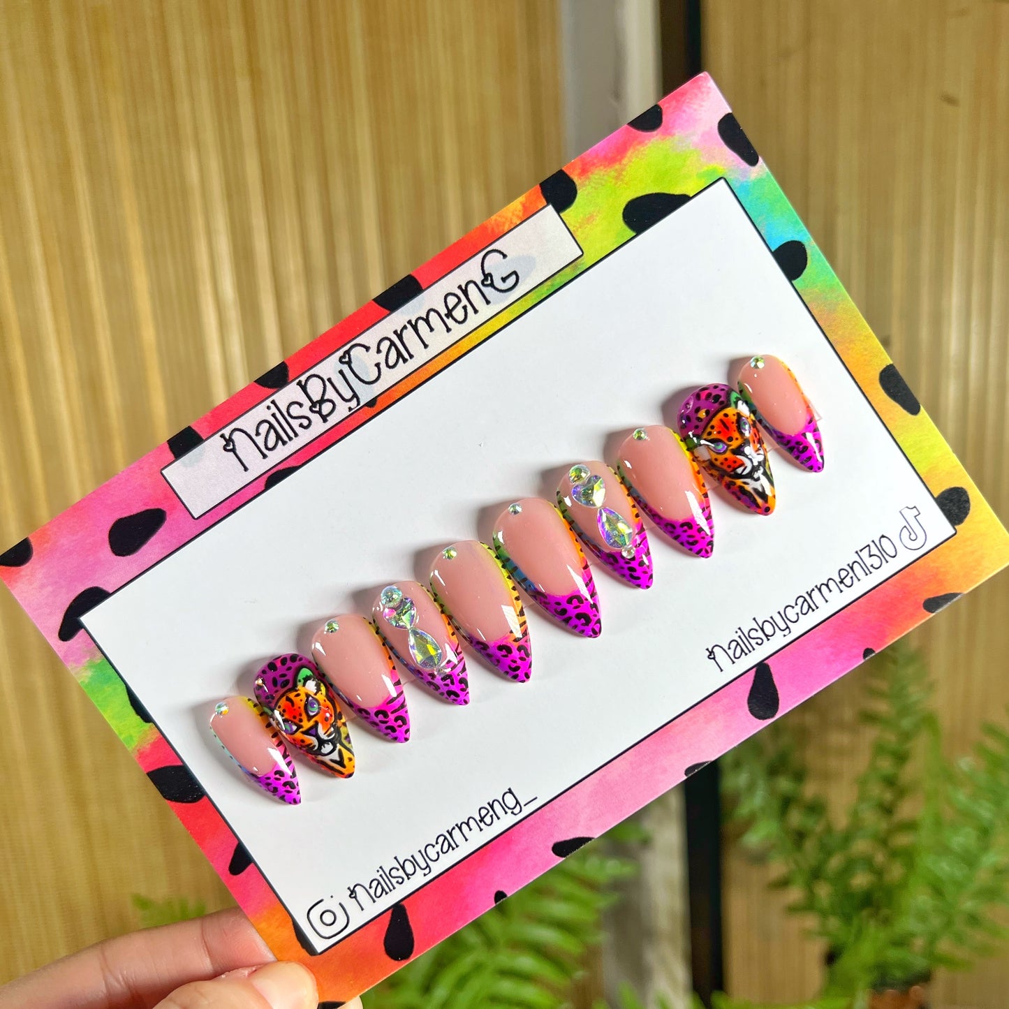 Lisa frank cheetah Acrylic Press on nails