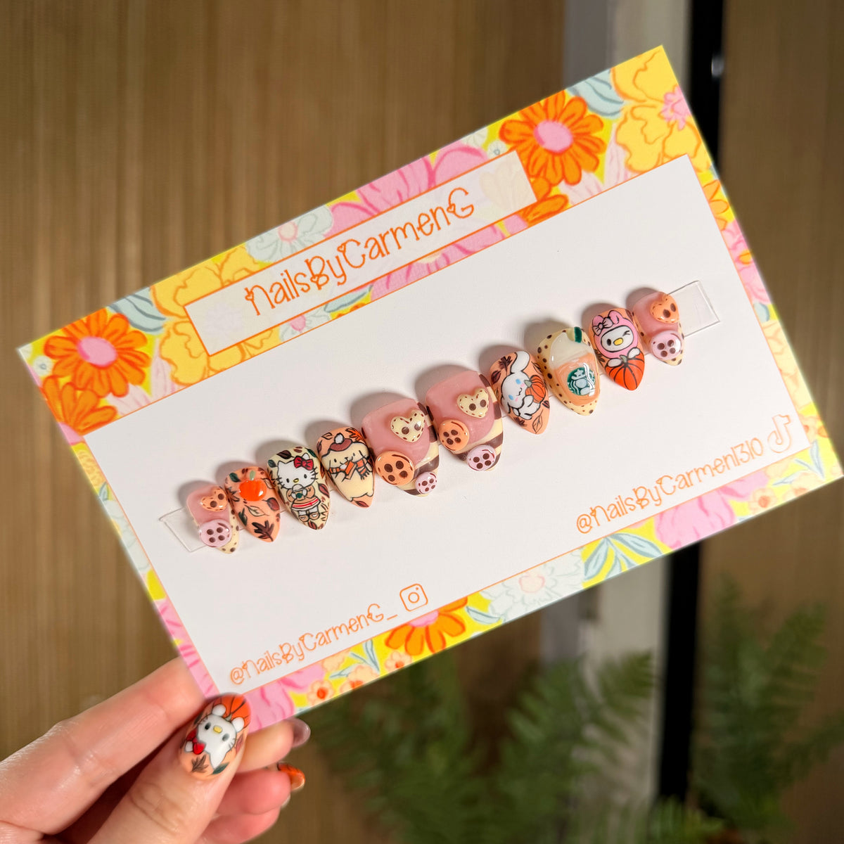 Sanrio friends pumpkin spice latte  Acrylic Press on nails