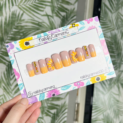 Sunflower ombre summer Acrylic Press on nails