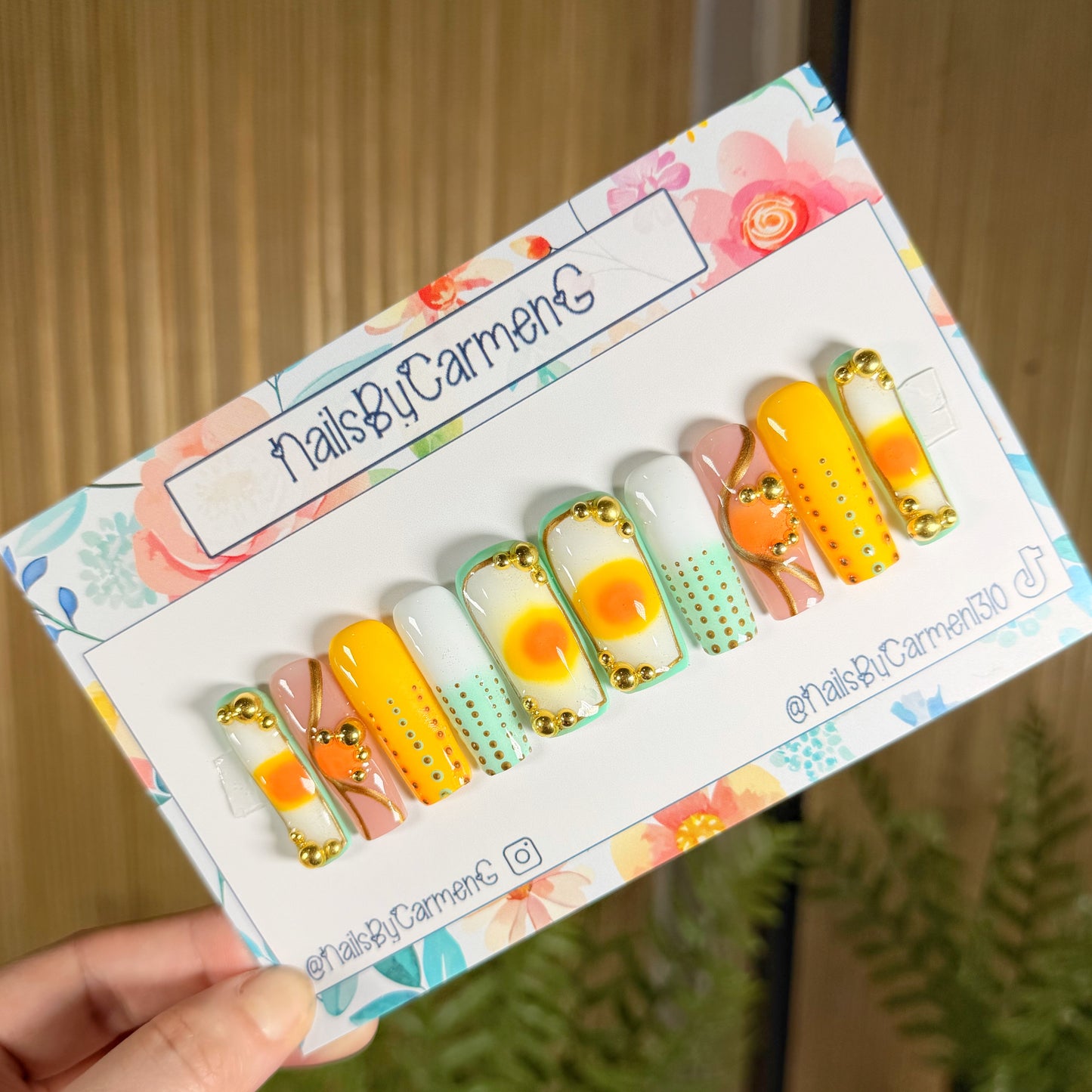 70’s metallic Acrylic Press on nails