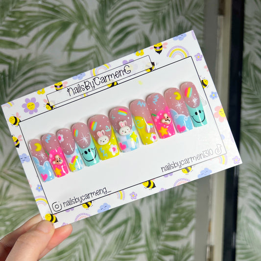 Bunny mix match charms Acrylic Press on nails