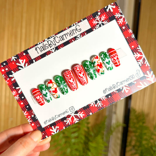 Christmas mickey sweater Acrylic Press on nails