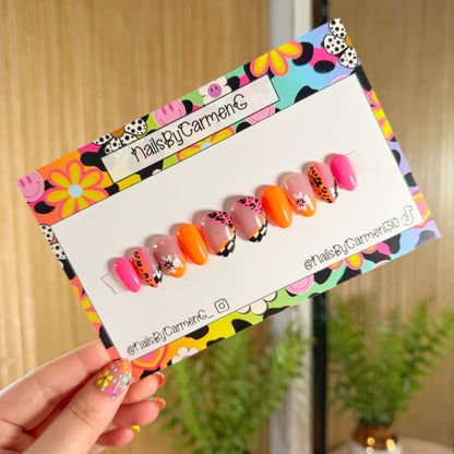Spring checkered print Acrylic Press On Nails