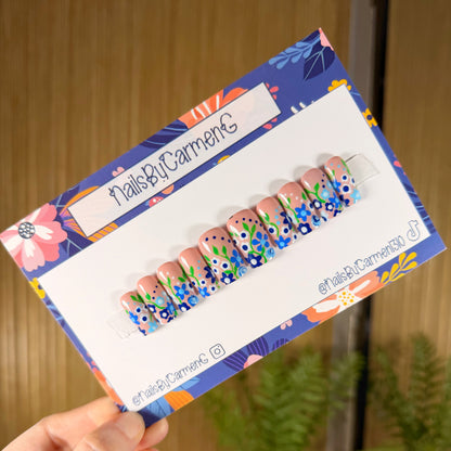 Blue Spring Garden Acrylic Press on nails