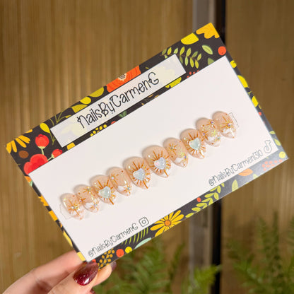 Celestial hearts Acrylic Press on nails