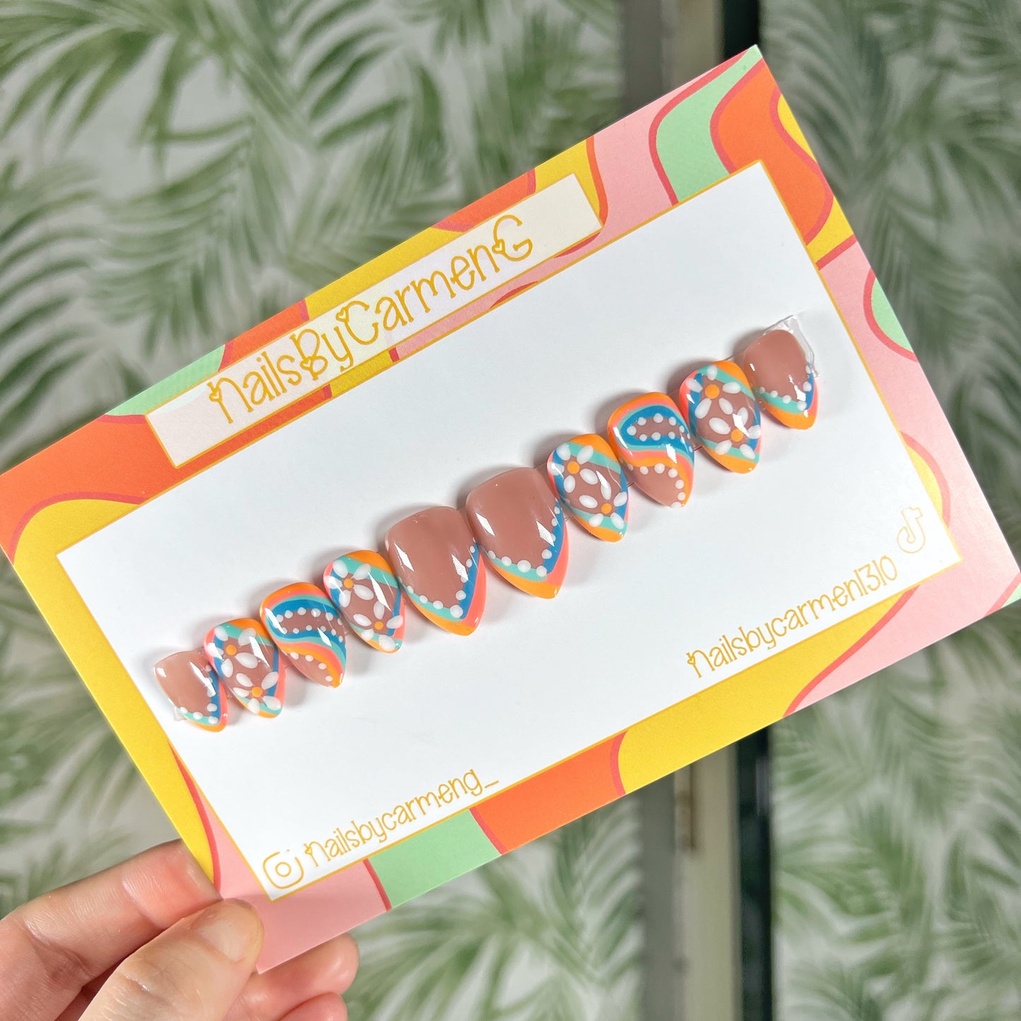 Colorblock French Tip Acrylic Press on nail