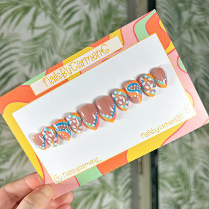 Colorblock French Tip Acrylic Press on nail