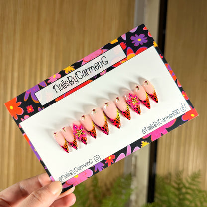 Colorful 3d floral Acrylic Press on nails
